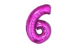 Pink Foil Balloon Number 6 - 35 cm (NOT HELIUM-FILLED)