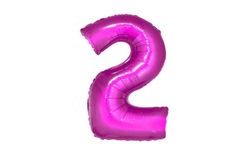 Pink Foil Number Balloon 35 cm - 2 (NOT HELIUM-FILLABLE)