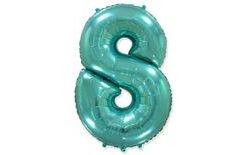 Tyrkysový fóliový balón číslica 8 (Tiffany) 115 cm