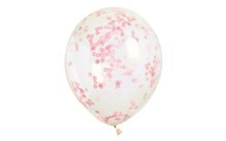 Balónky 6 ks 30 cm - průhledné s konfety růžovými