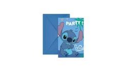 Stitch and Angel Invitations - Birthday - 6 pcs