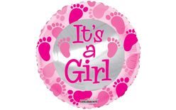 Fóliás lufi kerek - It´s a Girl - Lányos - 45 cm - Baba Zápor