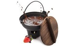 Kotlík - nádoba na fondue teflón GRANDE pr. 21,5 cm + drevená pokrievka