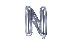 Balloon foil letter "N", 35 cm, silver (NELZE PLNIT HELIEM)