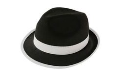 Black Gangster Hat with White Ribbon