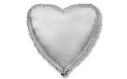 Ezüst szív alakú fólia lufi - 45 cm