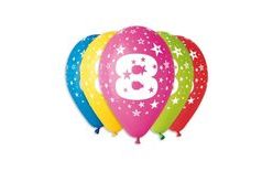 Balónky potisk čísla "8" - 5ks v bal. 30cm