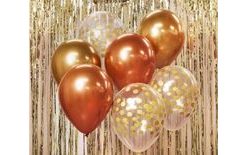 Set of Latex Balloons - Chrome Rose Gold / Rose Gold 7 pcs, 30 cm