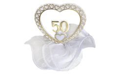 Zlatá svadba - číslo 50 v srdci - svadobné figúrky na tortu
