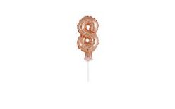 Balón foliový číslice růžovozlatá - Rose Gold 12,5 cm - 8 s držákem