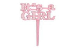 Cupcake toppers, 8 pcs - Baby shower - It´s a girl - Girl