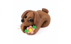 Příležitostná postavička pes pejsek hnědý s kytičkou
