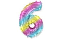Balloon foil numbers Rainbow 115 cm - 6