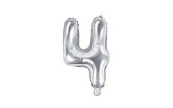 Silver Foil Balloon Number 4 - 35 cm (NOT HELIUM-FILLABLE)
