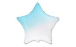 Ombre Star Foil Balloon - Blue and White - 48 cm