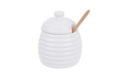 Honey Jar with Spoon WHITE