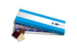 Promotional chocolate bar set 42x5g, ribbon with your design/logo – from 100 pcs