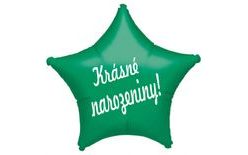 Green Star Foil Balloon - Happy Birthday!