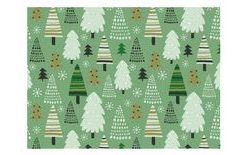 Baliaci papier Vianočný LUX - zelený so stromčekmi - 100x70 cm