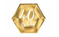 Papíralapú tányérok 40 ÉVES - arany - 20 cm, 6 db