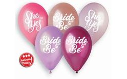 Latex balloons 33 cm - "Bride to be" - "She said yes" - bachelorette party - 5 pcs