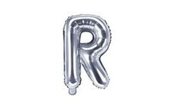 Fóliový balón písmeno "R", 35 cm, strieborný (NELZE PLNIT HELIEM)