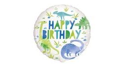 Balón foliový DINOSAURUS - Zelenomodrý - Happy birthday - Všechno nejlepší - 45 cm