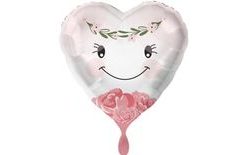 Balón foliový srdce - Nevěsta - Svatba - Rozlučka se svobodou - 43 cm