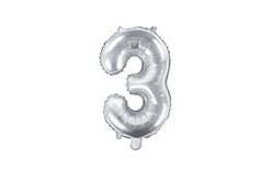 Balloon foil numerals SILVER 35 cm - 3 (CANNOT FILL HELIEM)