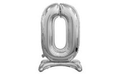 Balón foliový číslice STŘIBRNÁ na podstavci - 74 cm - 0