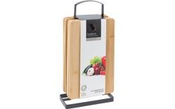 EXCELLENT Bamboo Cutting Board Set of 6 with Stand KO-170489090