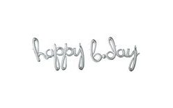 Happy Bday balónek stříbrný