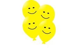 Printed smiley balloons 5pcs yellow