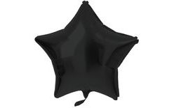 Balón foliový hvězda - matná černá - 48 cm