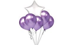 Purple Chrome Balloons and White Star Balloon Set