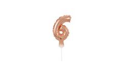 Balloon foil numerals rose gold - Rose Gold 12,5 cm - 6 with holder