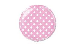 Round Pink Foil Balloon with White Dots 45 cm