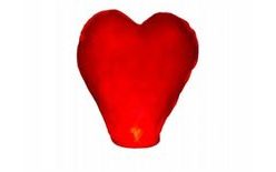 PIROS szív alakú szerencse lampion 37x93x95 cm - Esküvő / Valentin nap