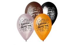 Fémes lufi 30 cm boldog új évet - 5 db - Szilveszter - Újév