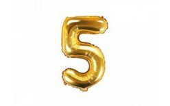 Gold Foil Number Balloon 35 cm - 5 (NOT HELIUM INFLATABLE)