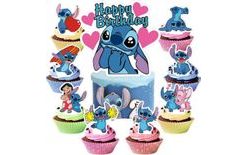 Happy Birthday Stitch Cake/Cupcake Toppers 25 pcs - Cakesicq