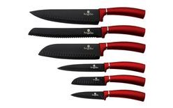 6-Piece Non-Stick Knife Set Burgundy Metallic Line