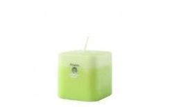Square Single Green Flowers - Green Candle