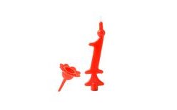 Birthday candle with stick-on stand - Red numerals 1