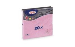 Ubrousky 33x33 cm světle růžové - 20 ks - třívrstvé PARTY