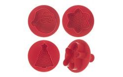 Christmas Cookie Cutter Set with Plunger - 4 pcs