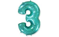 Balón foliový číslice tyrkysová (Tiffany) 115 cm - 3