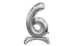 Ezüst fóliás számú lufi állványon, 74 cm - 6