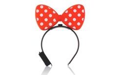Flashing headband with red bow with polka dots