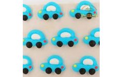 Cukrové dekorácie – modré autíčka